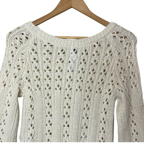 DKNY CITY 3/4-Sleeve Cream Fitted Scoop-Neck Sweater with Beaded Details, XL - Picture 6 of 10